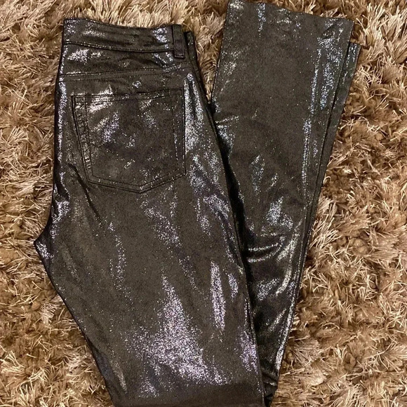 Ralph Lauren black label metallic black pants size 2 - Picture 1 of 11